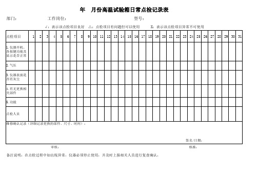 高温试验箱点检表