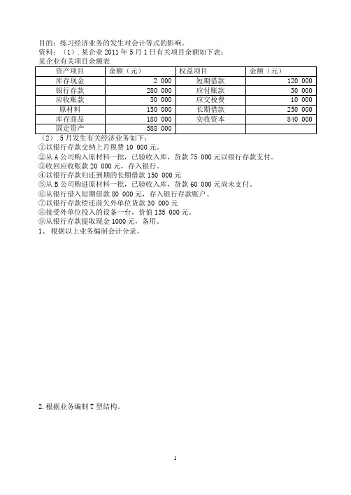 试算平衡表练习