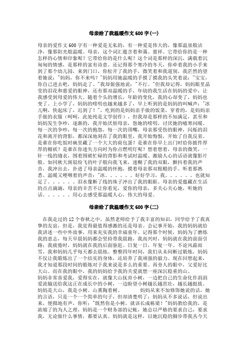 母亲给了我温暖作文600字