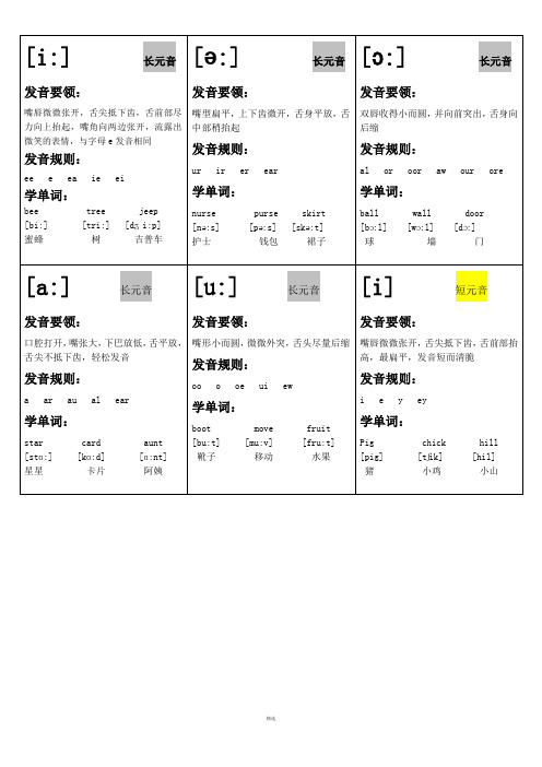 自制音标卡(4A纸张打印版)