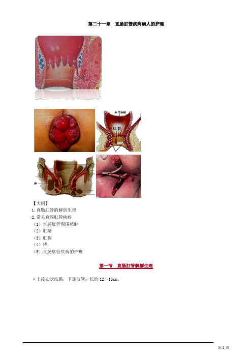 主管护师 外科护理学 第二十一章 直肠肛管疾病病人的护理