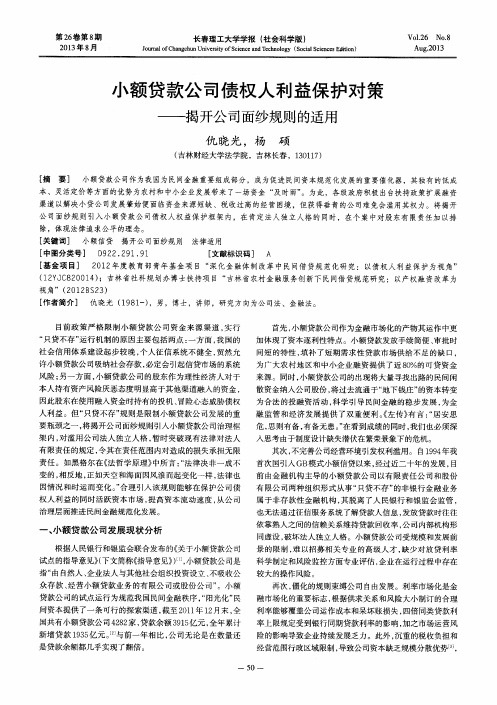 小额贷款公司债权人利益保护对策——揭开公司面纱规则的适用