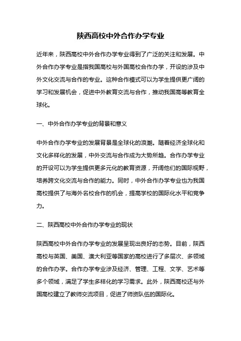 陕西高校中外合作办学专业