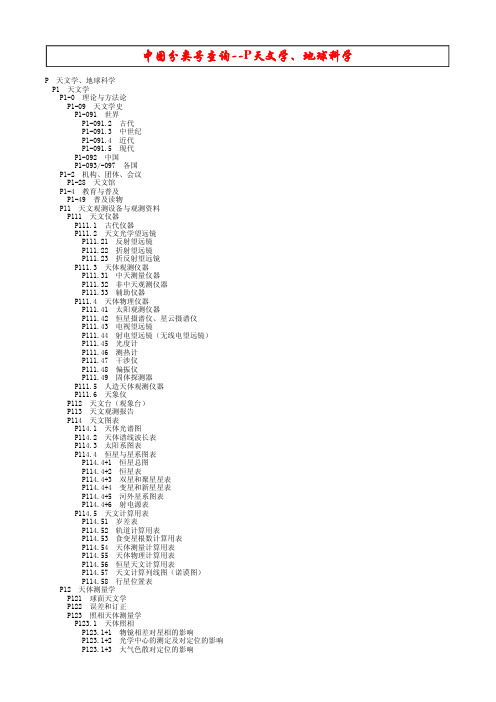 中图分类号查询-P天文学、地球科学