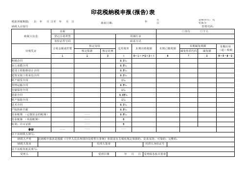 2016年印花税纳税申报表