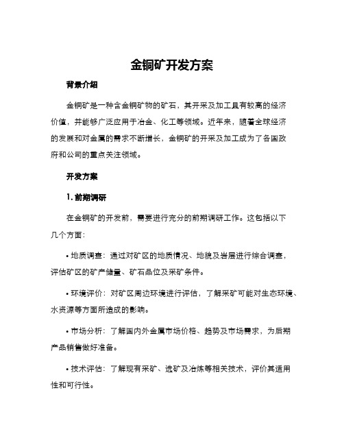 金铜矿开发方案