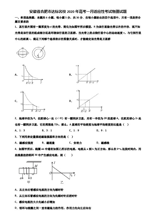 安徽省合肥市达标名校2020年高考一月适应性考试物理试题含解析