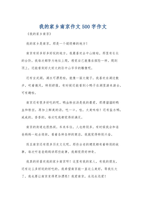 我的家乡南京作文500字作文