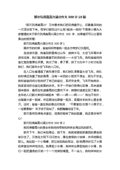 那次玩得真高兴满分作文300字10篇