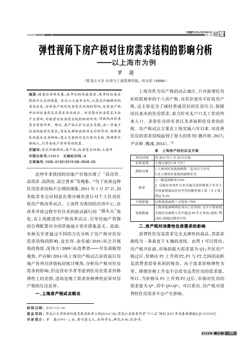 弹性视角下房产税对住房需求结构的影响分析——以上海市为例