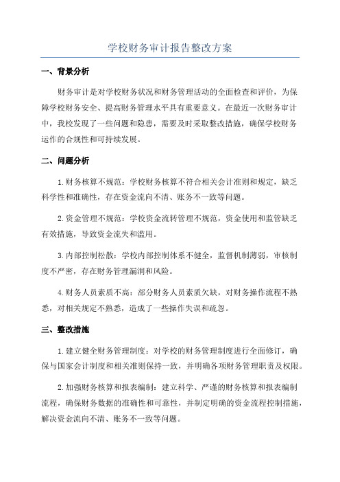 学校财务审计报告整改方案