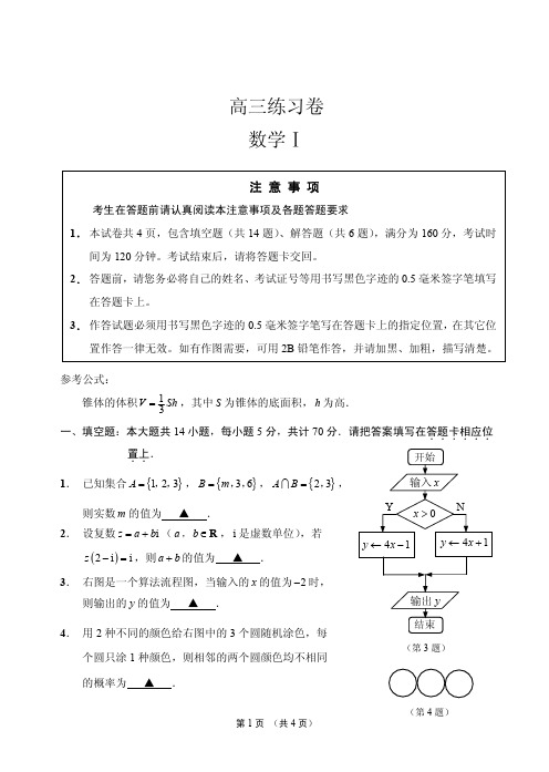 江苏省南通市2016届高三高考最后一练数学试题(PDF版)