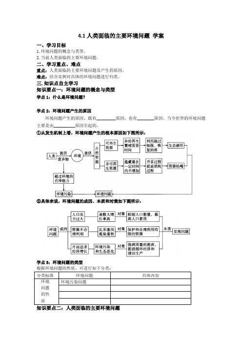 4.1人类面临的主要环境问题 学案(湘教版必修2)