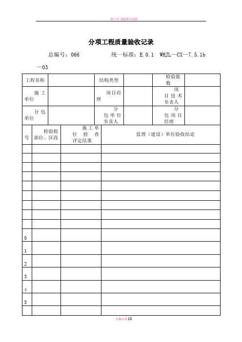 石材幕墙工程检验批质量验收记录表