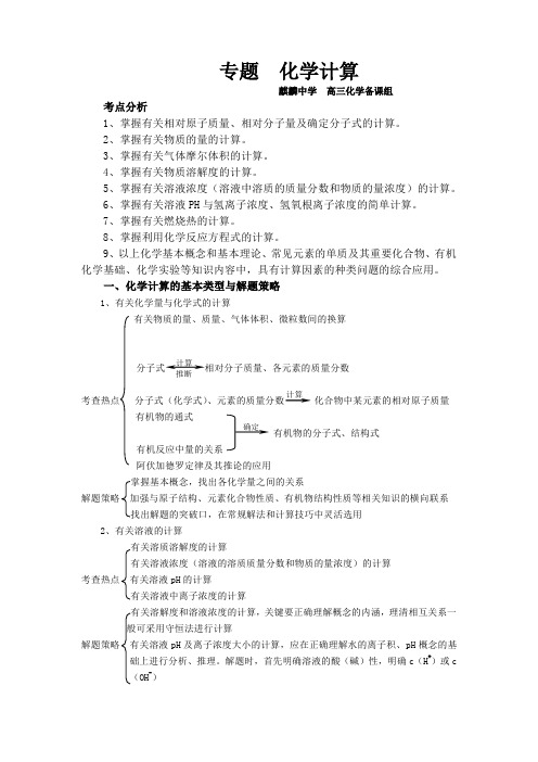 (word完整版)高三化学化学计算专题