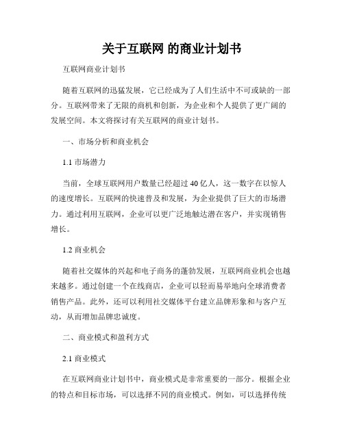 关于互联网 的商业计划书