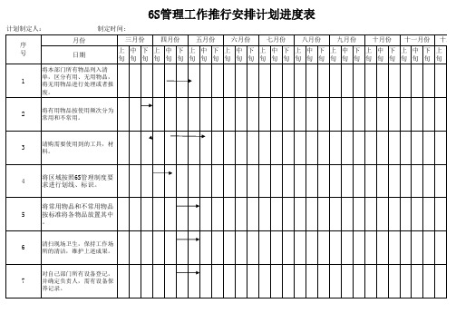 6S现场管理工作安排计划进度表