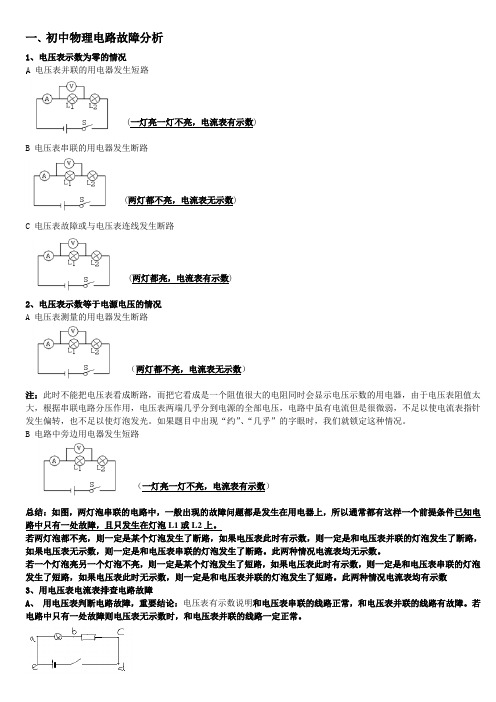 (完整版)初中物理电路故障分析--珍藏版