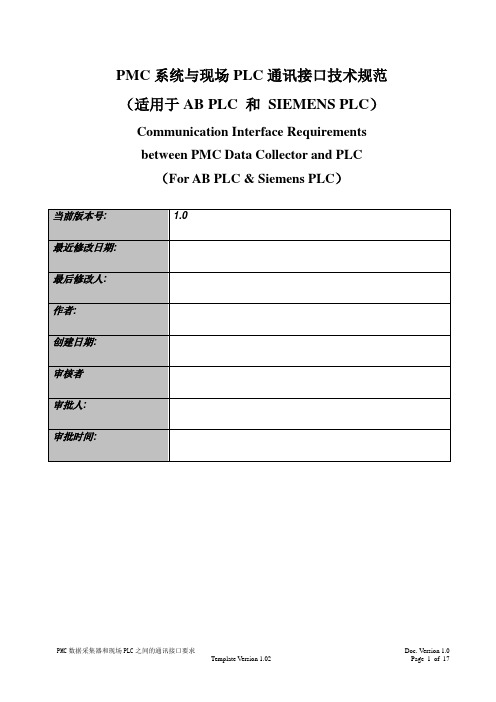 PMC系统与PLC的接口描述(AB&Siemens)