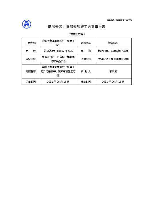 塔吊安装拆卸专项施工方案审批表