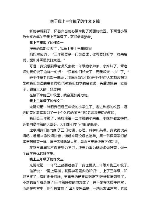 关于我上三年级了的作文5篇