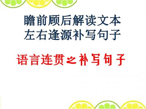 2017高考语文专题复习课件-语言表达连贯补写句子