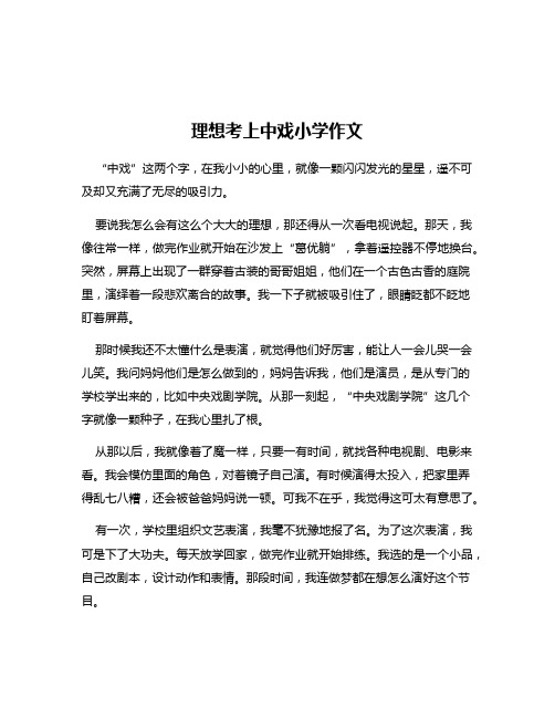 理想考上中戏小学作文