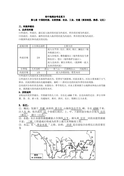 中国的河流、自然资源、农业、工业、交通