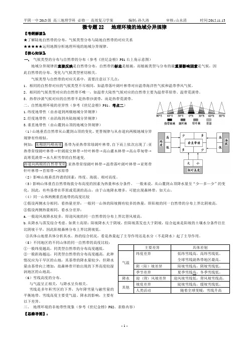 微专题22地理环境的地域分异规律