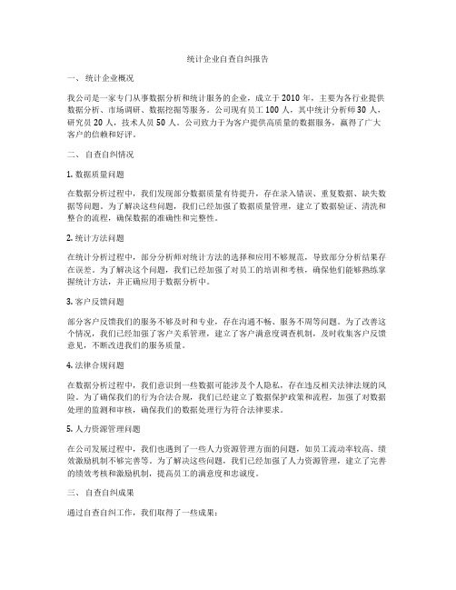 统计企业自查自纠报告