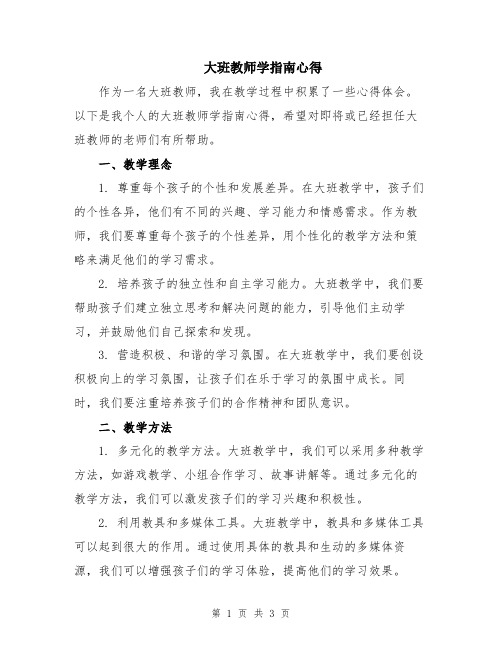 大班教师学指南心得