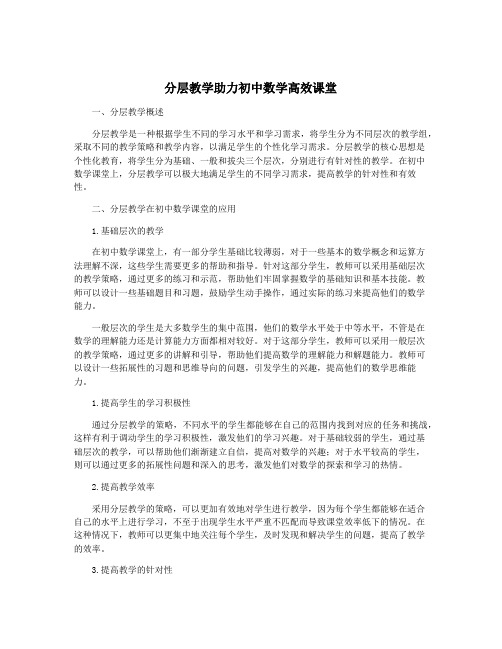 分层教学助力初中数学高效课堂