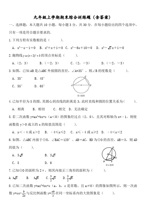 苏科版九年级数学上册 期末综合训练题(pdf版,含答案)