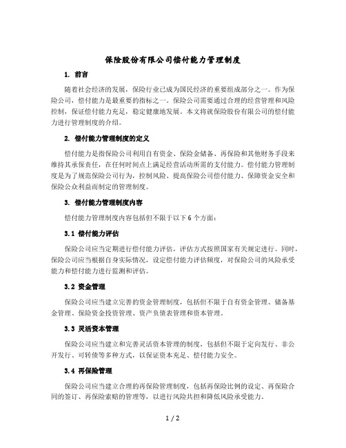 保险股份有限公司偿付能力管理制度