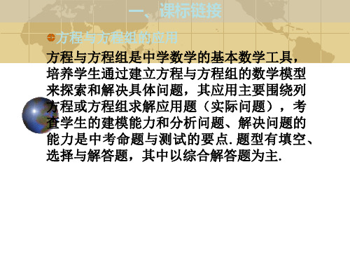 九年及数学中考专题(数与代数) 第九讲《方程与方程组》课件(北师大版)(PPT)2-1