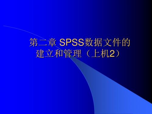 第2章SPSS数据文件的建立和管理(上机2)-PPT精品文档