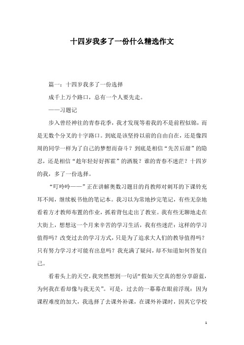 十四岁我多了一份什么精选作文_1