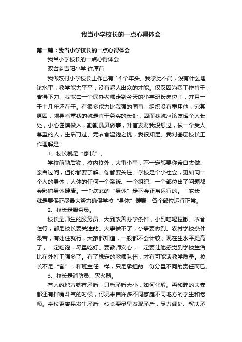 我当小学校长的一点心得体会