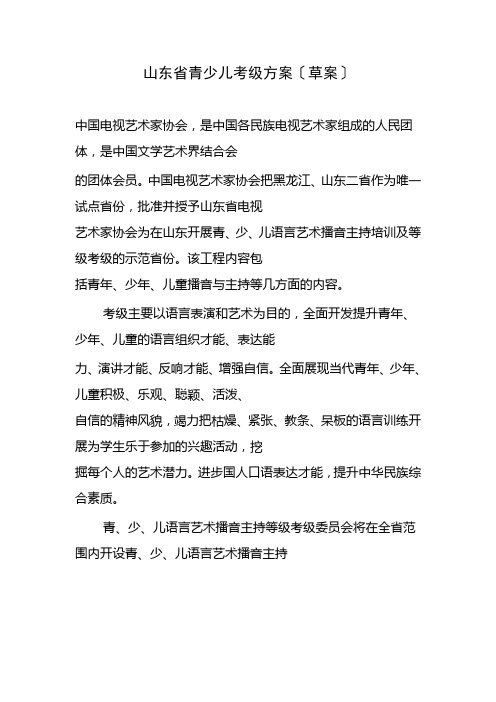 山东省青少儿考级方案(草案)