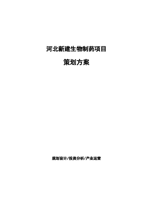 河北新建生物制药项目策划方案