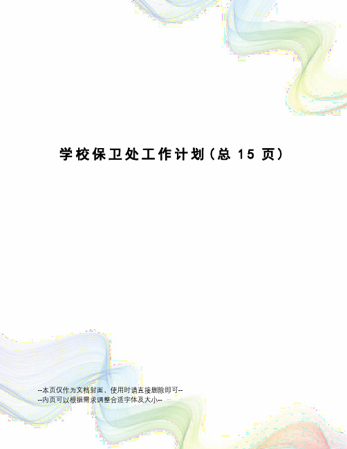 学校保卫处工作计划