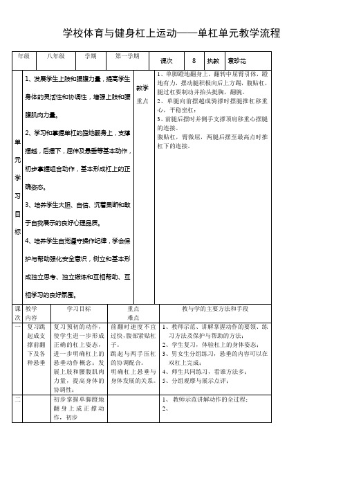 学校体育与健身杠上运动——单杠单元教学流程