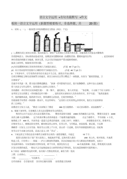 组合11语言文字运用+名句默写+作文(原卷版)-2020年新高考江苏语文新题型组合训练