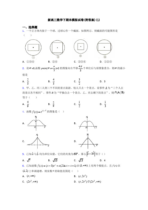 新高三数学下期末模拟试卷(附答案)(1)