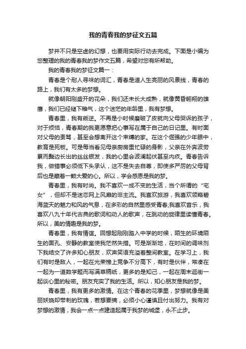 我的青春我的梦征文五篇