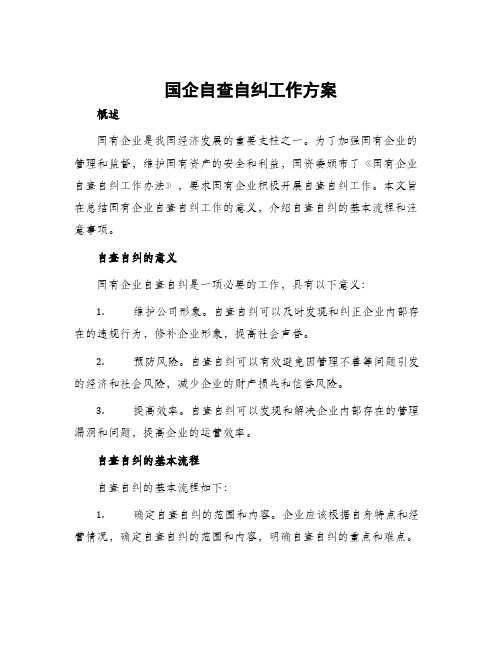 国企自查自纠工作方案