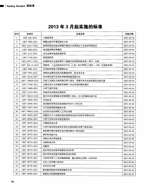 2013年3月起实施的标准