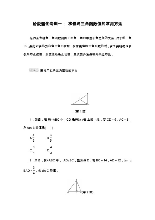 2019—2020年最新华东师大版九年级数学上册《解直角三角形》阶段强化专训及答案解析.docx