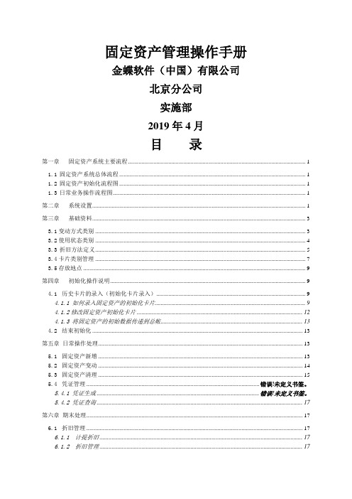 固定资产管理系统操作手册共19页