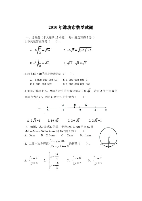 2010年潍坊市数学试题